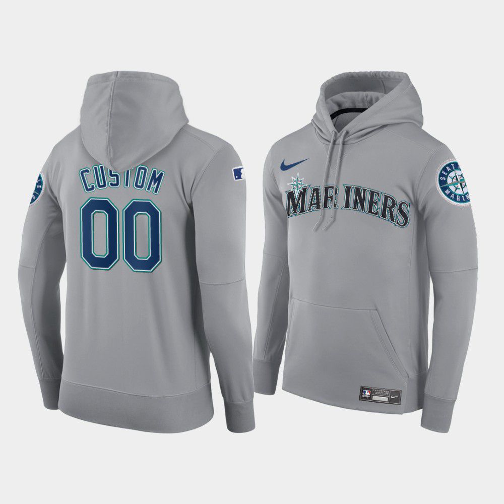 Men Seattle Mariners #00 Custom gray road hoodie 2021 MLB Nike Jerseys